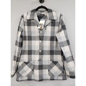 NEW Pendleton 100% Virgin Wool Shacket Plaid Gray 49er Chore Jacket Cottagecore